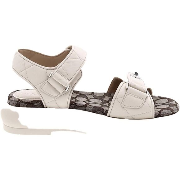 Coach Womens Peyton Ivory Leather Dressy Quilted Platform Sandals Shoes New - Picture 2 of 3